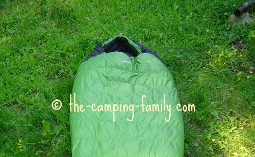 green mummy bag hood