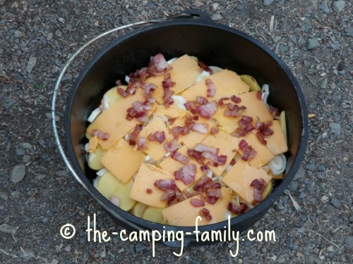 Layered Bacon, Potato and Cheese Supper ready to cook