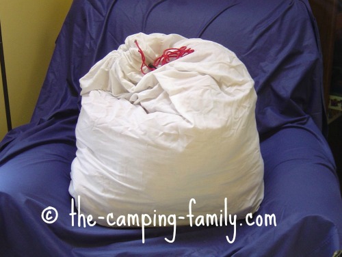 sleeping bag in cotton sack