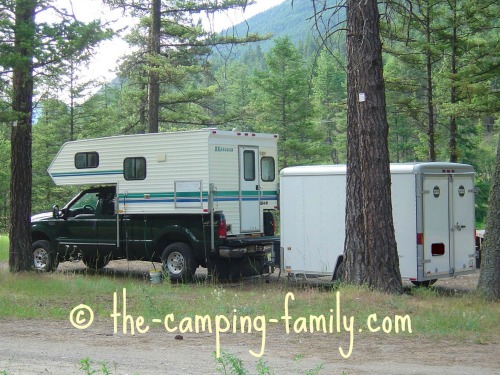 truck camper towing trailer